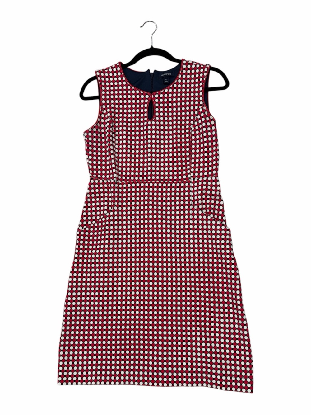 LAND’S END Sleeveless Red Polka Dot Stretch Dress